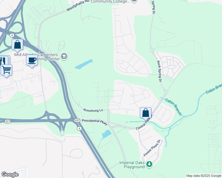 map of restaurants, bars, coffee shops, grocery stores, and more near 9006 Belinda Boulevard in Glenarden