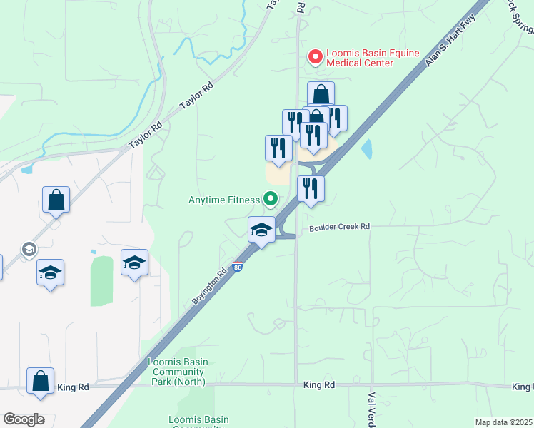 map of restaurants, bars, coffee shops, grocery stores, and more near 7028 Orchard Circle in Penryn