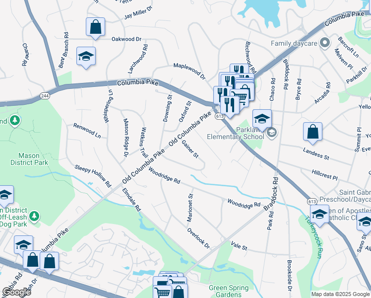 map of restaurants, bars, coffee shops, grocery stores, and more near 6473 Gainer Street in Annandale