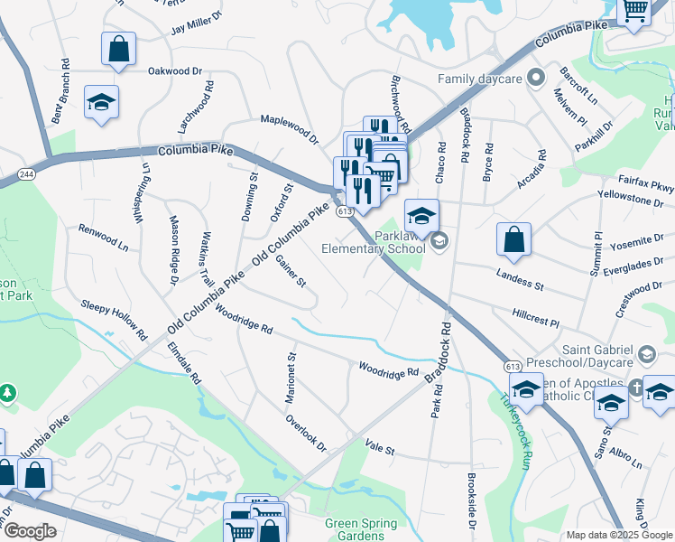 map of restaurants, bars, coffee shops, grocery stores, and more near 6436 Holyoke Drive in Annandale