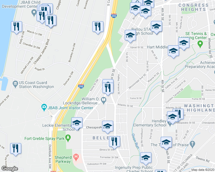 map of restaurants, bars, coffee shops, grocery stores, and more near 101 Independence Avenue Southeast in Washington