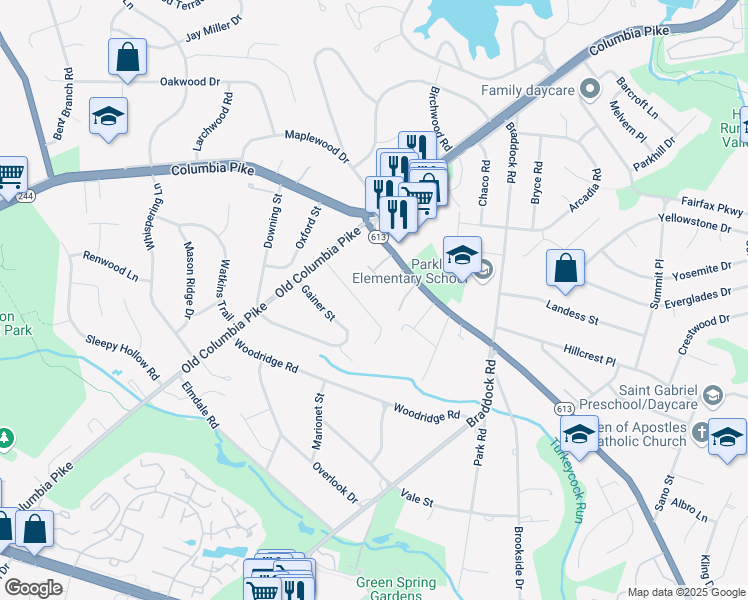 map of restaurants, bars, coffee shops, grocery stores, and more near 6436 Holyoke Drive in Annandale