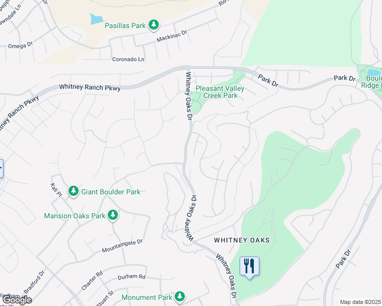 map of restaurants, bars, coffee shops, grocery stores, and more near 3722 Abby Court in Rocklin