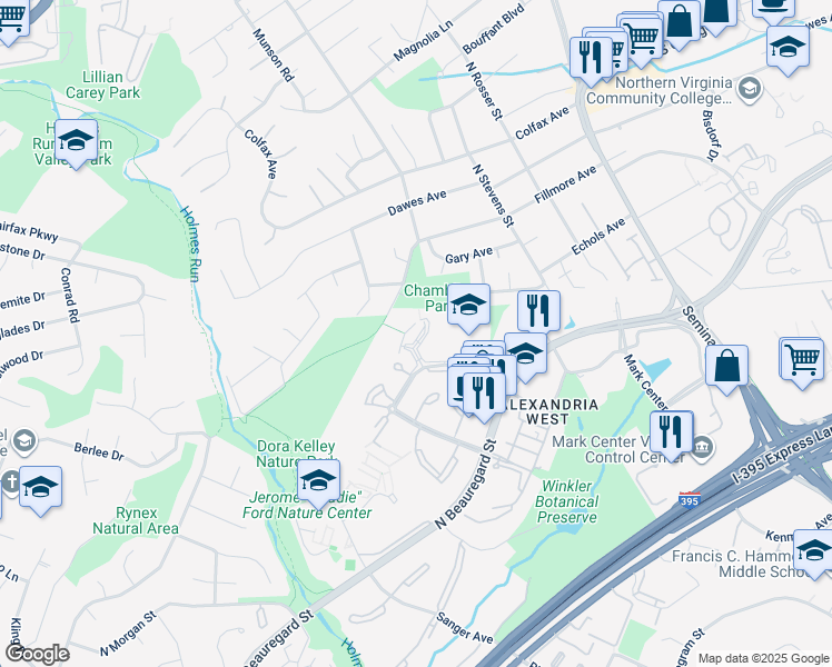 map of restaurants, bars, coffee shops, grocery stores, and more near 2310 Sibley Street in Alexandria