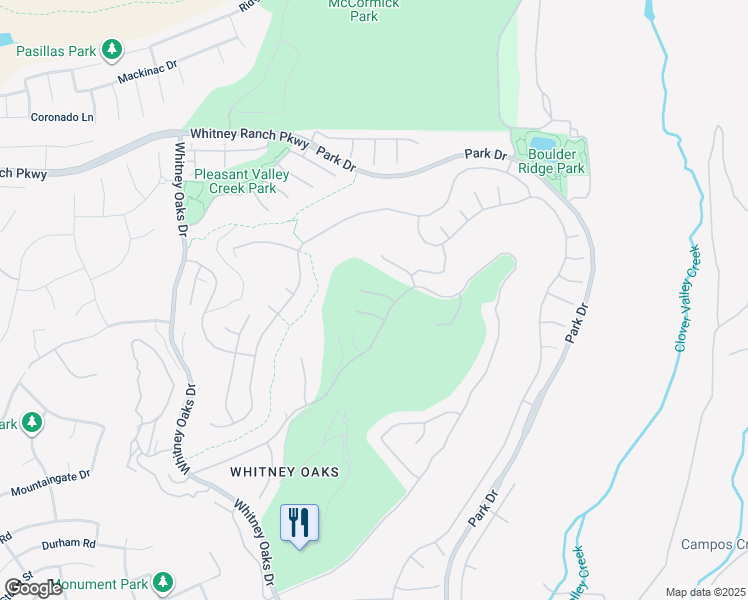 map of restaurants, bars, coffee shops, grocery stores, and more near 3741 Jennieke Court in Rocklin