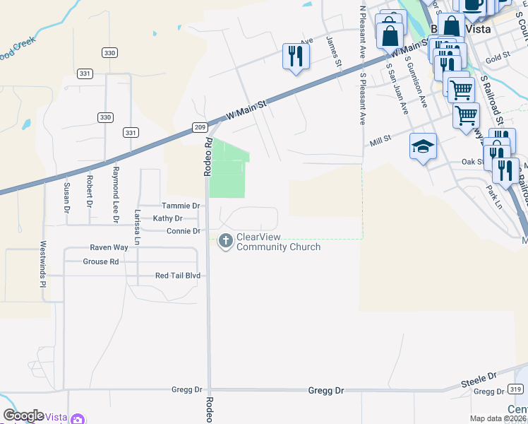map of restaurants, bars, coffee shops, grocery stores, and more near 145 Windwalker Rd in Buena Vista