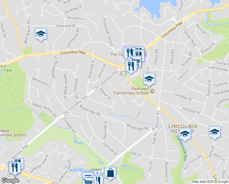 map of restaurants, bars, coffee shops, grocery stores, and more near 6441 Holyoke Drive in Annandale