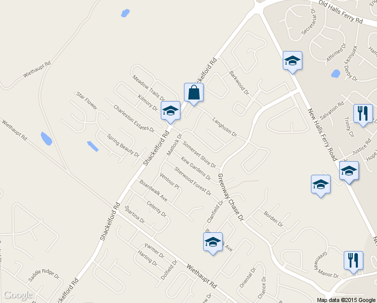 map of restaurants, bars, coffee shops, grocery stores, and more near 1637 Somerset Shire Drive in Florissant