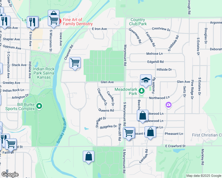 map of restaurants, bars, coffee shops, grocery stores, and more near 2006 Ruskin Road in Salina