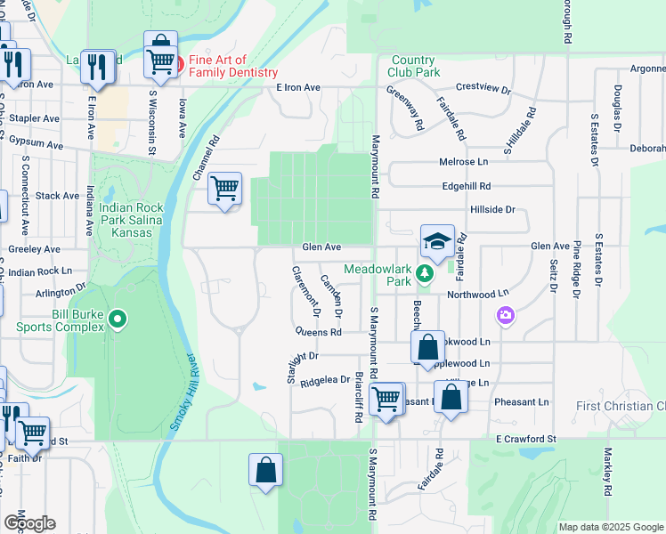 map of restaurants, bars, coffee shops, grocery stores, and more near 2006 Ruskin Road in Salina