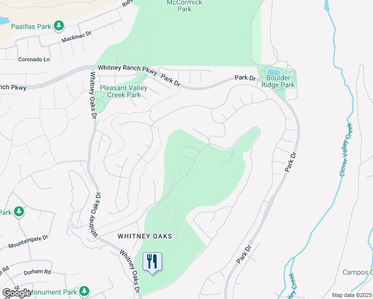 map of restaurants, bars, coffee shops, grocery stores, and more near 3741 Jennieke Court in Rocklin
