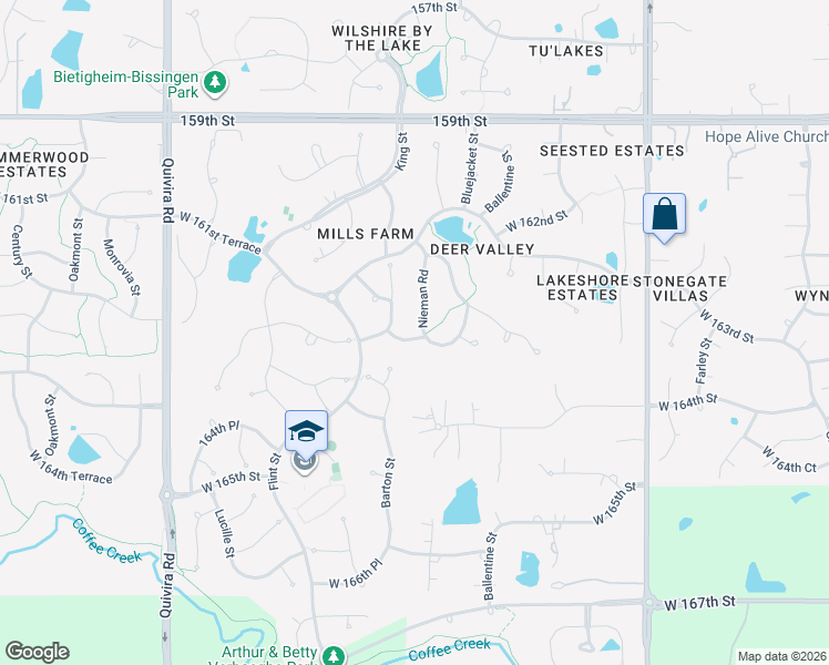 map of restaurants, bars, coffee shops, grocery stores, and more near 16348 Nieman Road in Overland Park