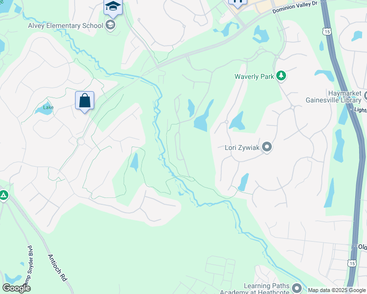map of restaurants, bars, coffee shops, grocery stores, and more near 5693 Wheelwright Way in Haymarket