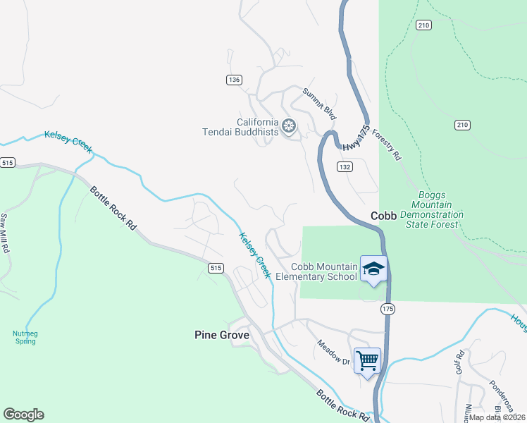 map of restaurants, bars, coffee shops, grocery stores, and more near 15580 Mesa Drive in Cobb