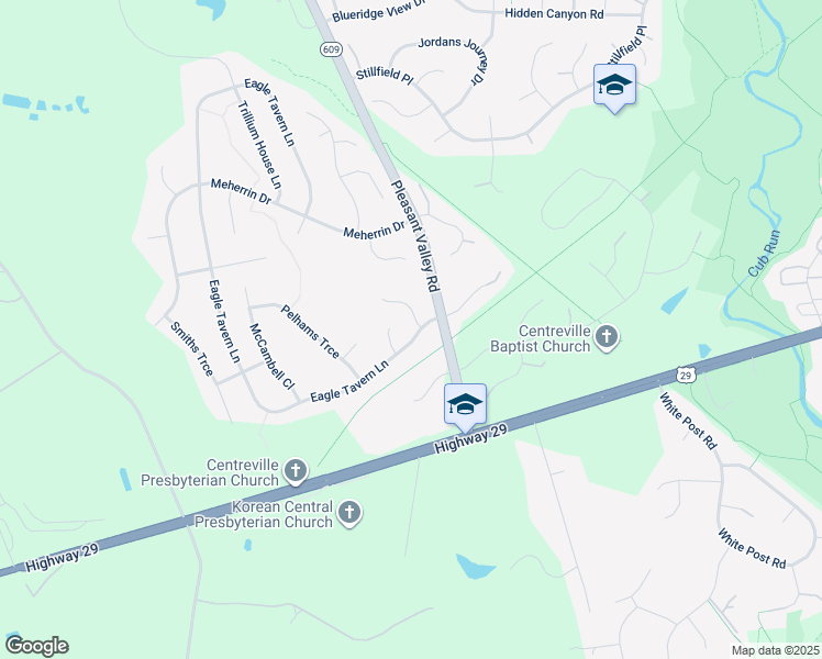 map of restaurants, bars, coffee shops, grocery stores, and more near 15404 Eagle Tavern Lane in Centreville