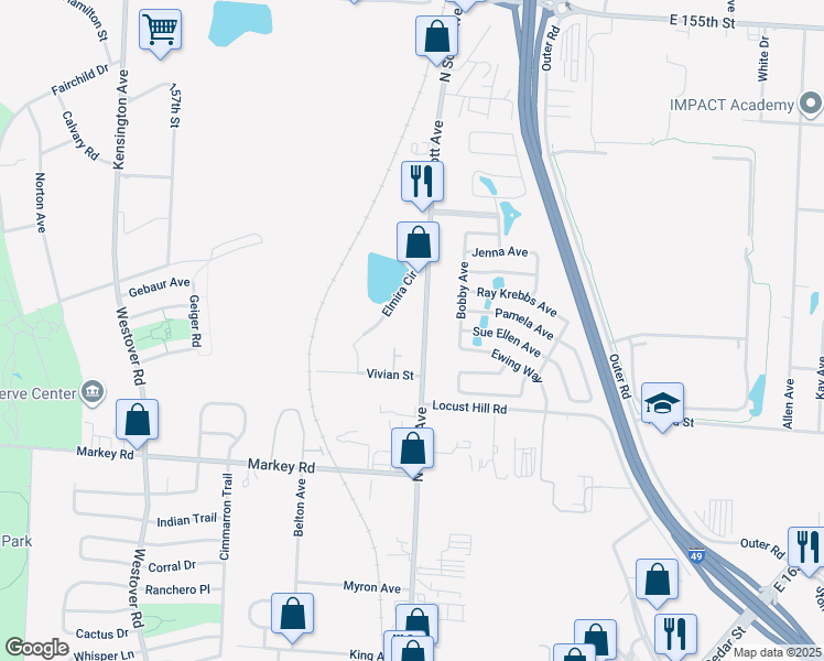 map of restaurants, bars, coffee shops, grocery stores, and more near 1100 North Scott Avenue in Belton
