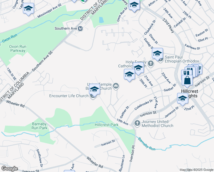 map of restaurants, bars, coffee shops, grocery stores, and more near 4114 Carozza Court in Temple Hills
