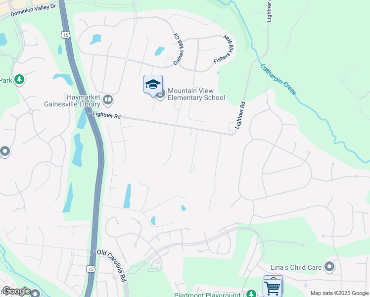 map of restaurants, bars, coffee shops, grocery stores, and more near 6280 Olga Court in Haymarket
