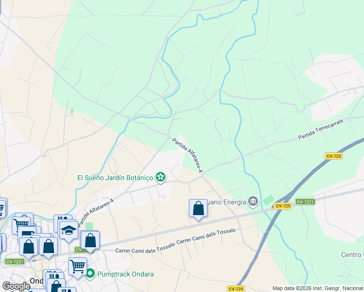 map of restaurants, bars, coffee shops, grocery stores, and more near 288 Partida Alfatares-4 in Ondara
