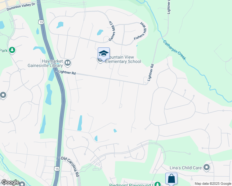 map of restaurants, bars, coffee shops, grocery stores, and more near 6280 Olga Court in Haymarket