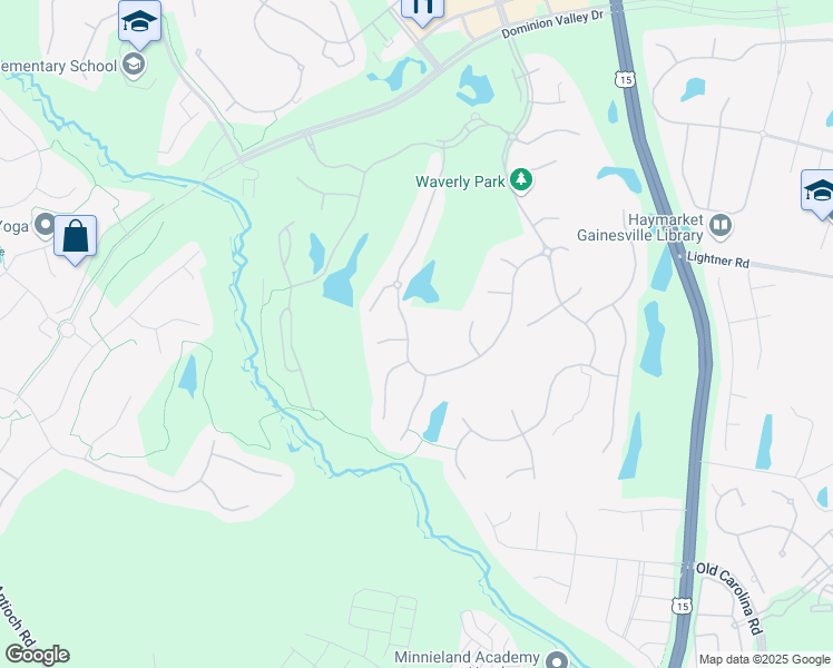 map of restaurants, bars, coffee shops, grocery stores, and more near 15218 Golf View Drive in Haymarket