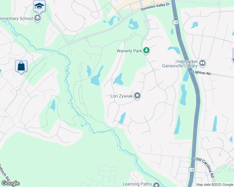 map of restaurants, bars, coffee shops, grocery stores, and more near 15218 Golf View Drive in Haymarket