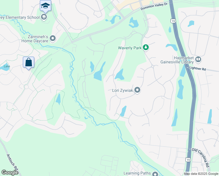 map of restaurants, bars, coffee shops, grocery stores, and more near 5008 Desert Forest Court in Haymarket