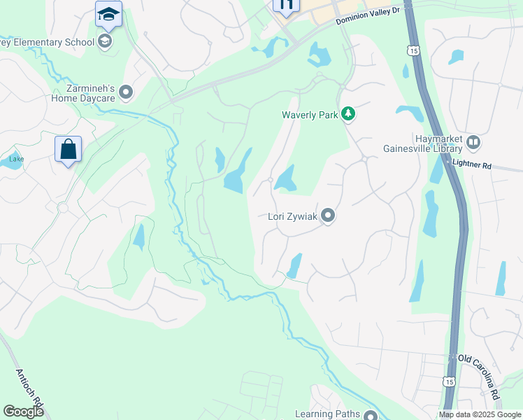 map of restaurants, bars, coffee shops, grocery stores, and more near 5008 Desert Forest Court in Haymarket