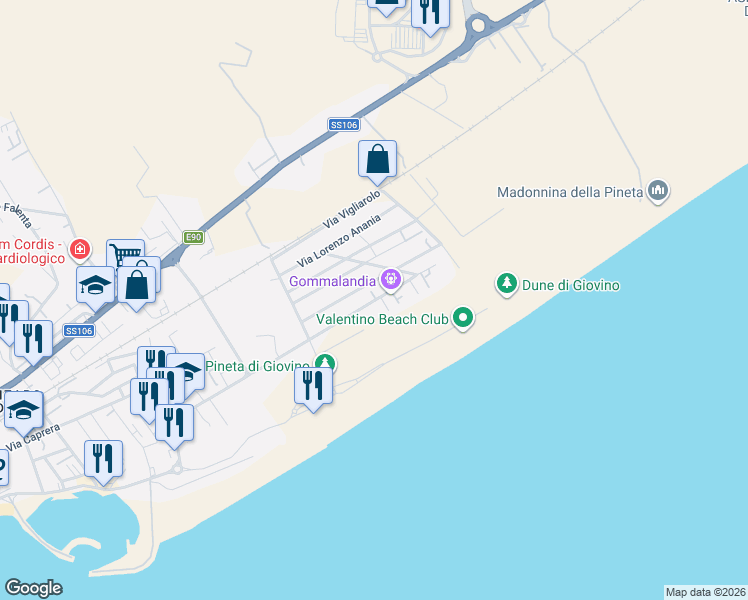 map of restaurants, bars, coffee shops, grocery stores, and more near 12 Via Carlo Pisacane in Catanzaro