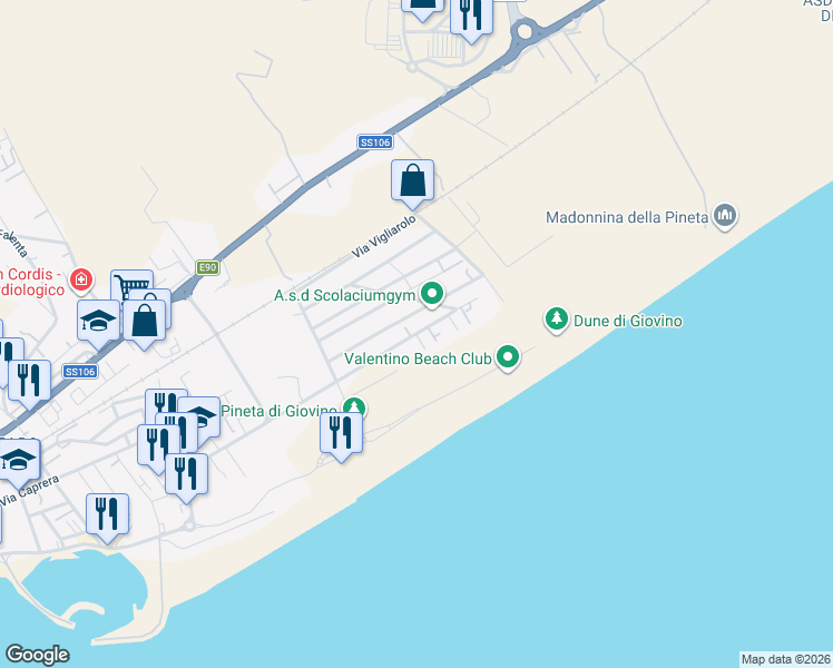 map of restaurants, bars, coffee shops, grocery stores, and more near 12 Via Carlo Pisacane in Catanzaro