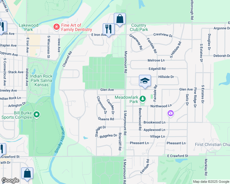 map of restaurants, bars, coffee shops, grocery stores, and more near 2006 Ruskin Road in Salina