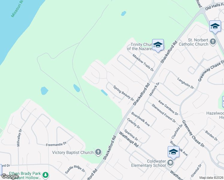 map of restaurants, bars, coffee shops, grocery stores, and more near 1831 Partridge Berry Drive in Florissant