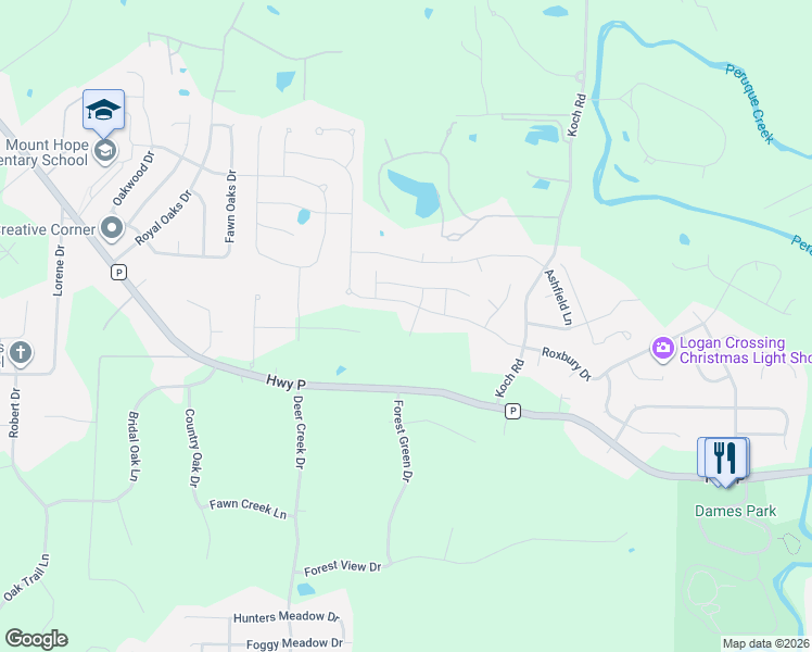 map of restaurants, bars, coffee shops, grocery stores, and more near 815 Highway P in O'Fallon