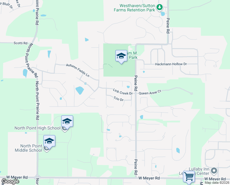 map of restaurants, bars, coffee shops, grocery stores, and more near 2061 Lick Creek Drive in Wentzville