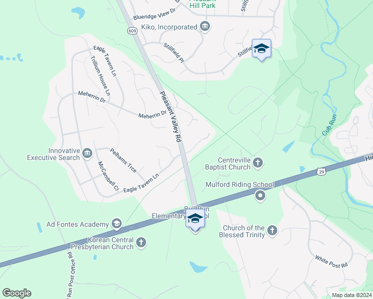 map of restaurants, bars, coffee shops, grocery stores, and more near 15268 Eagle Tavern Way in Centreville