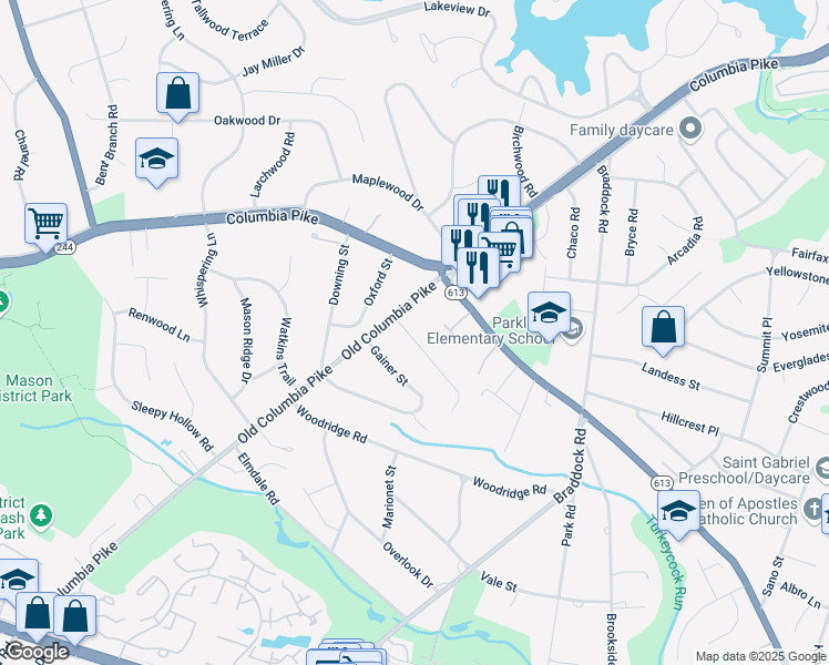 map of restaurants, bars, coffee shops, grocery stores, and more near 6456 Holyoke Drive in Annandale