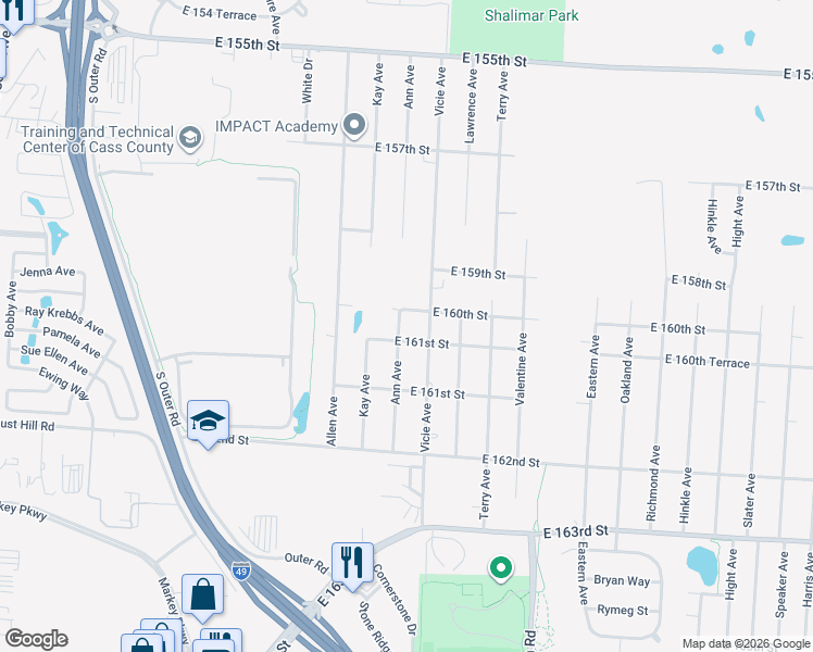 map of restaurants, bars, coffee shops, grocery stores, and more near 16003 Ann Avenue in Belton