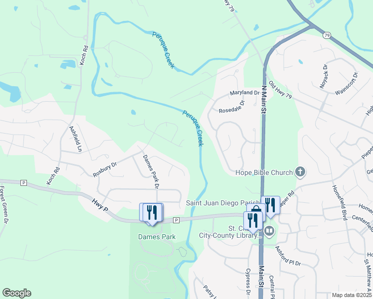 map of restaurants, bars, coffee shops, grocery stores, and more near 828 Wayland Drive in O'Fallon