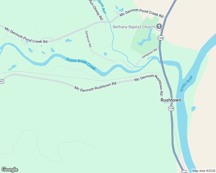 map of restaurants, bars, coffee shops, grocery stores, and more near 2084 Mc Dermott-Rushtown Road in McDermott