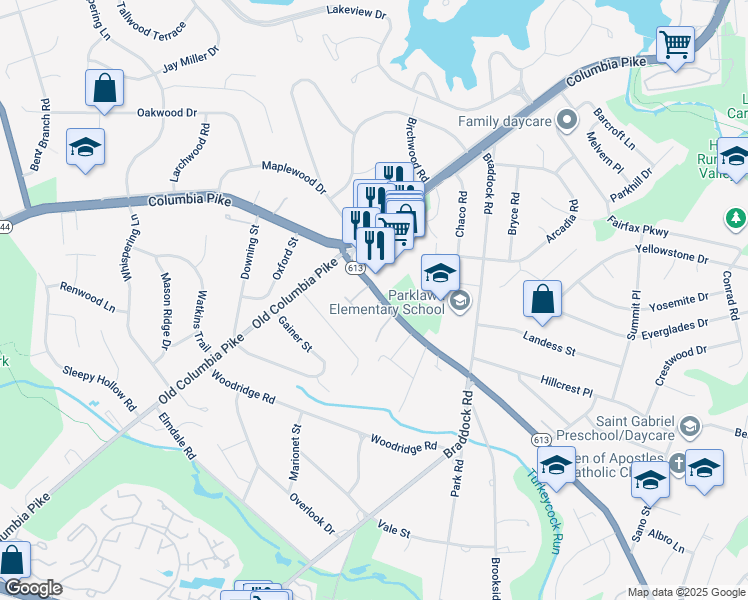 map of restaurants, bars, coffee shops, grocery stores, and more near 4100 Century Court in Alexandria