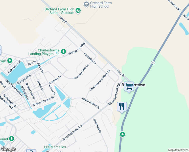map of restaurants, bars, coffee shops, grocery stores, and more near 416 Copperfield Court in Saint Charles