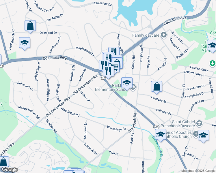 map of restaurants, bars, coffee shops, grocery stores, and more near 4100 Century Court in Alexandria