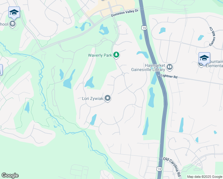 map of restaurants, bars, coffee shops, grocery stores, and more near 15136 Golf View Drive in Haymarket