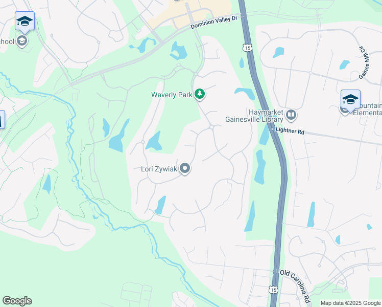 map of restaurants, bars, coffee shops, grocery stores, and more near 15136 Golf View Drive in Haymarket