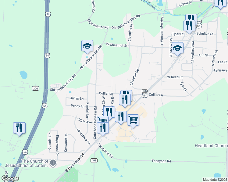 map of restaurants, bars, coffee shops, grocery stores, and more near 709 Gary Street in Fulton