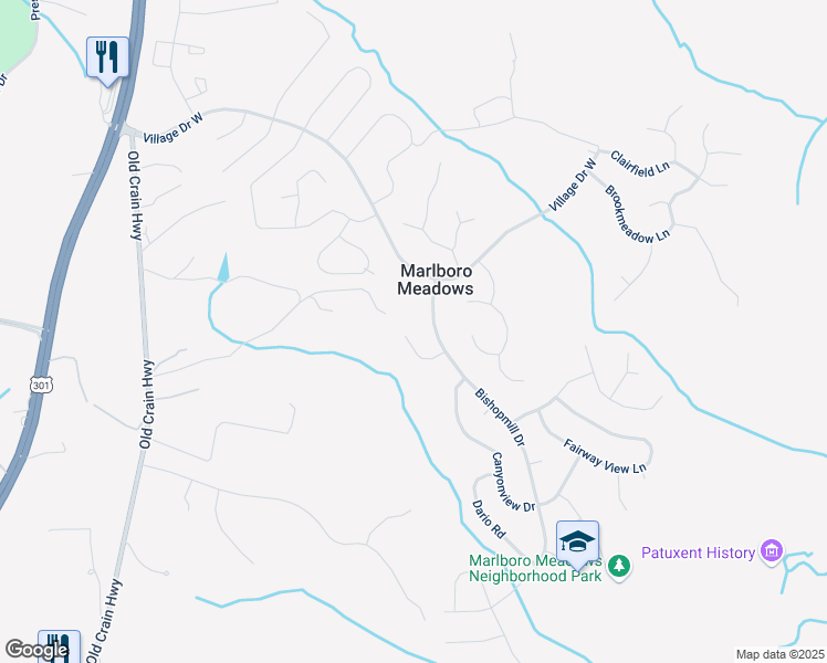 map of restaurants, bars, coffee shops, grocery stores, and more near 3904 Bishopmill Place in Upper Marlboro