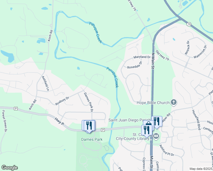 map of restaurants, bars, coffee shops, grocery stores, and more near 828 Wayland Drive in O'Fallon