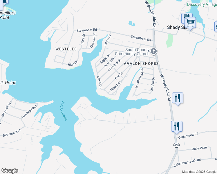 map of restaurants, bars, coffee shops, grocery stores, and more near 4967 Elm Street in Shady Side