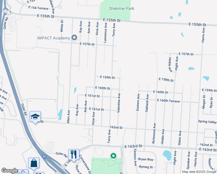 map of restaurants, bars, coffee shops, grocery stores, and more near 7002 East 160th Street in Belton