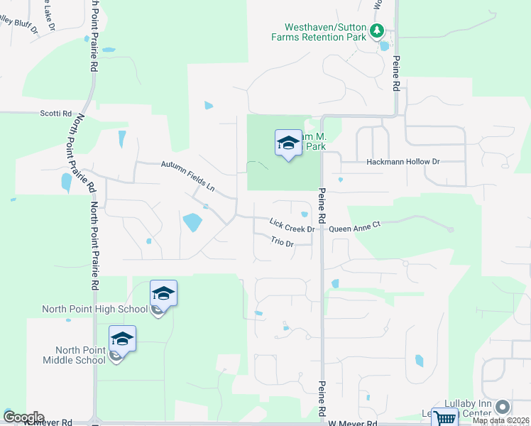 map of restaurants, bars, coffee shops, grocery stores, and more near 2061 Lick Creek Drive in Wentzville
